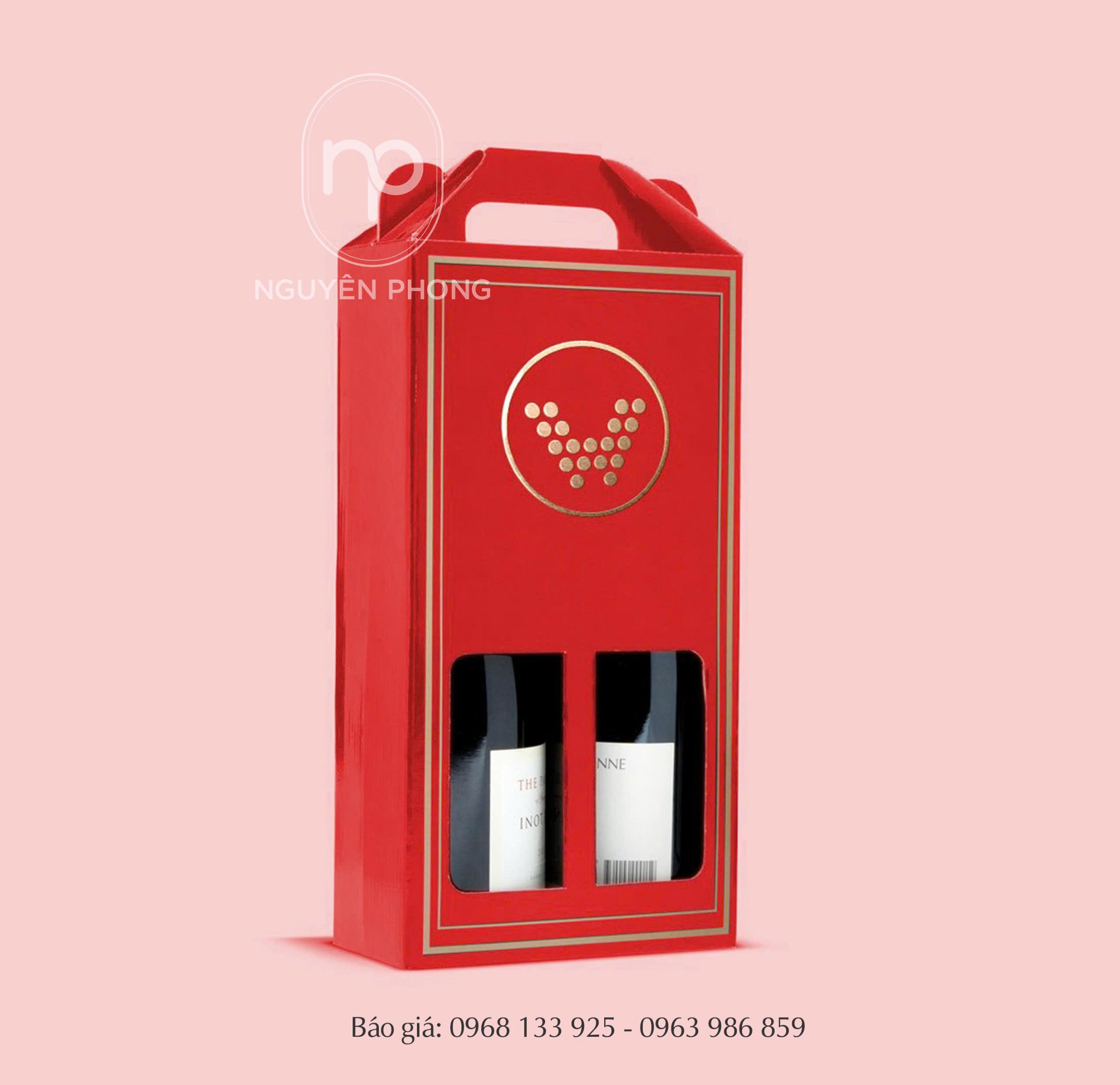 Mẫu hộp giấy đựng rượu cơ bản , đơn giản